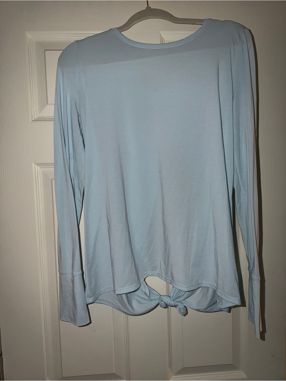 Fabletics Light Blue Long-Sleeve Tie-Front Top